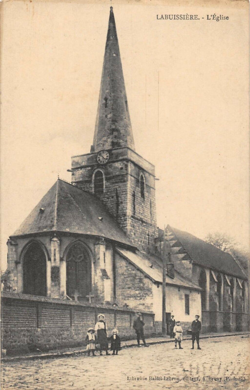 Carte postale ancienne Labuissiere Eglise (cliché pas courant