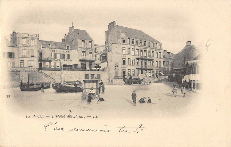 Carte postale ancienne Le Portel Hotel Des Bains (dos non divisé) au Portel