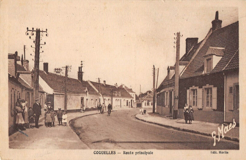 Carte postale ancienne Coquelles Route Principale (cliché pas courant à Coquelles