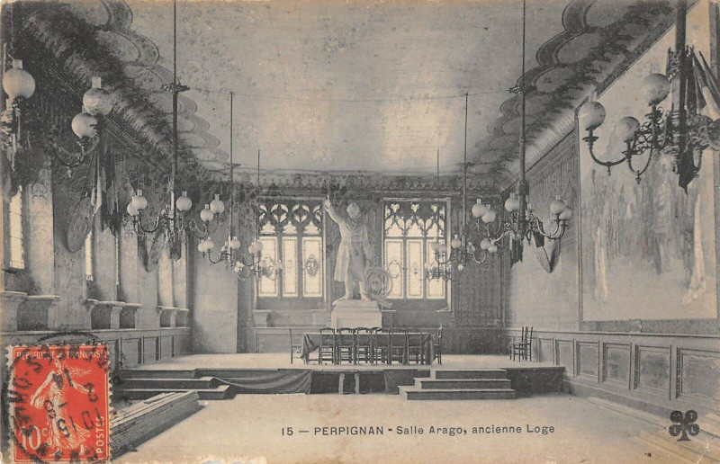 Carte postale ancienne Perpignan Salle Arago Ancienne Loge à Perpignan
