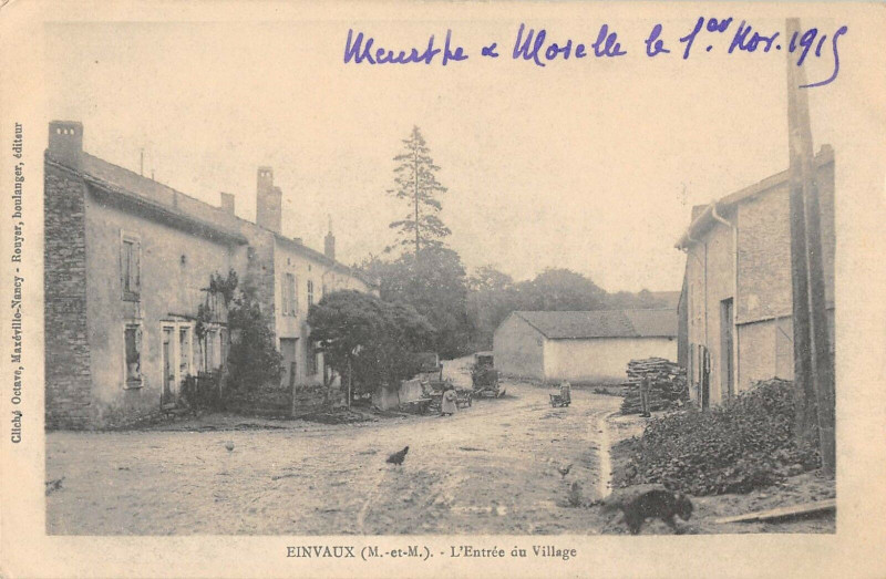 Carte postale ancienne Einvaux L'Entree Du Village à Einvaux