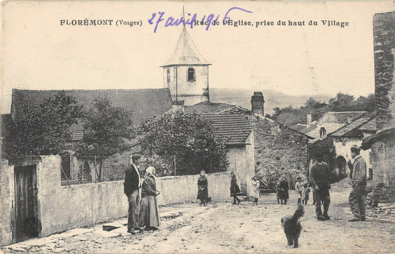 Carte postale ancienne Floremont Vosges Rue De L'Eglise Prise Du Haut Du Village à Florémont