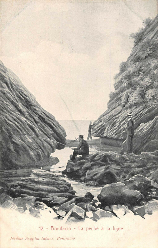 Carte postale ancienne 20 Corse Du Sud Bonifacio La Peche A La Ligne à Bonifacio