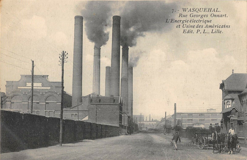 Carte postale ancienne Wasquehal Rue Georges Onnart Energie Electrique Usine Des Americains à Wasquehal