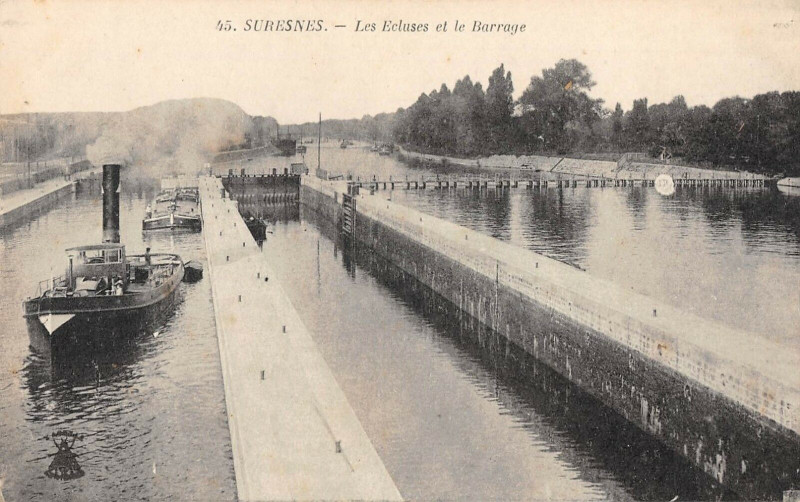 Carte postale ancienne Suresnes Les Ecluses Et Le Barrage à Suresnes