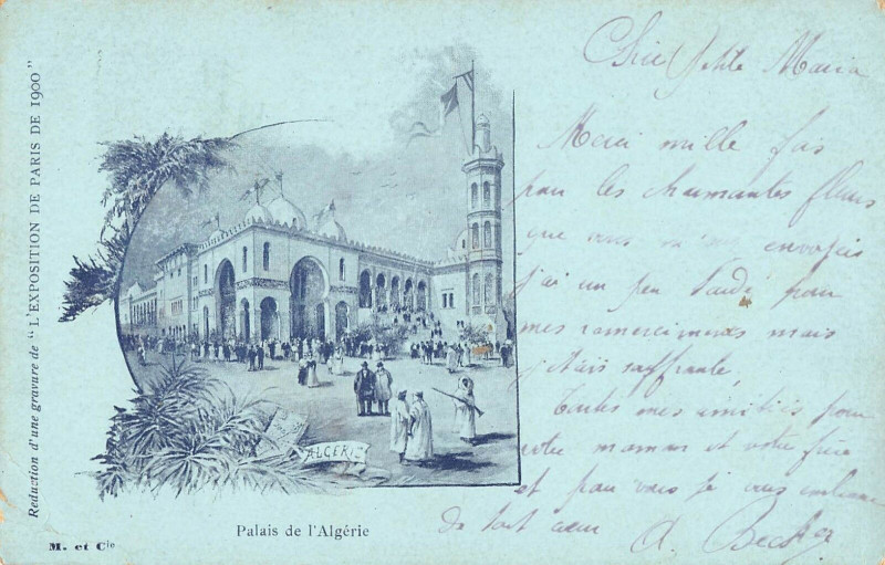 Carte postale ancienne Exposition De Paris 1900 Palais De L'Algerie (dos non divisé) à Paris