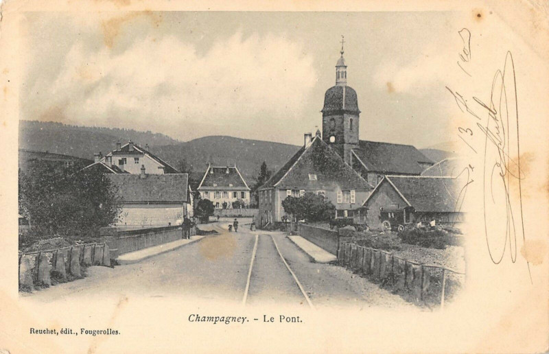 Carte postale ancienne Champagney Le Pont (dos non divisé) à Champagney