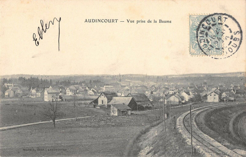 Carte postale ancienne Audincourt Vue Prise De La Baume à Audincourt