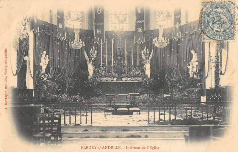 Carte postale ancienne Fleury Sur Andelle Interieur Eglise à Fleury-sur-Andelle