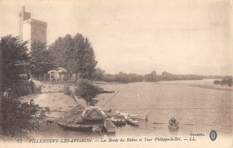 Carte postale ancienne Villeneuve Les Avignon Les Bords Du Rhone