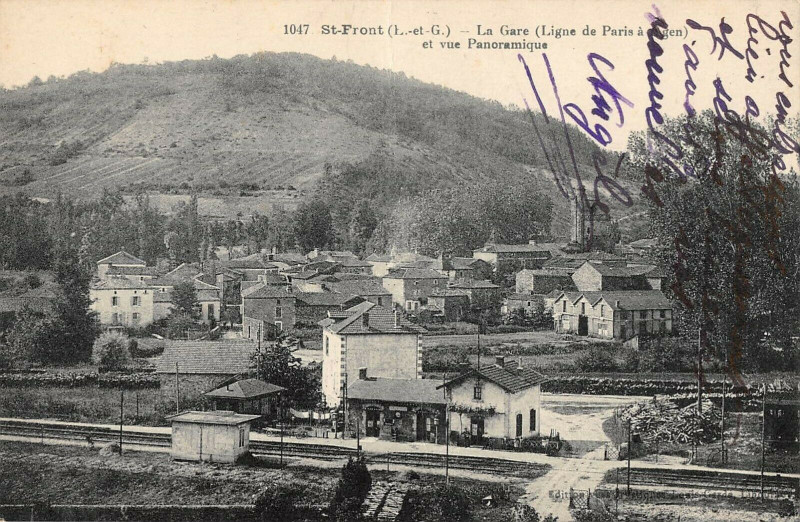Carte postale ancienne Saint Front La Gare Ligne De Paris A Agen à Agen