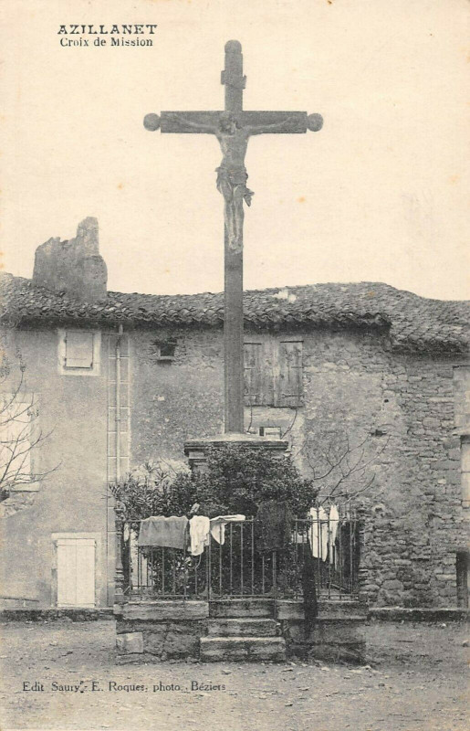 Carte postale ancienne Azillanet Croix De La Mission à Azillanet