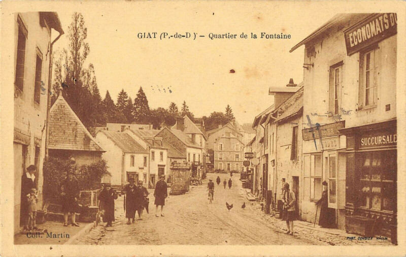 Carte postale ancienne Giat Quartier De La Fontaine à Giat