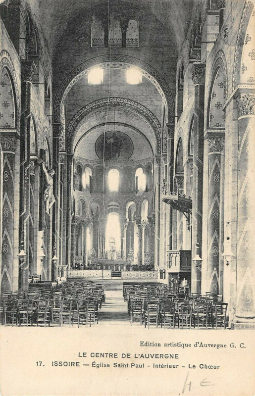 Carte postale ancienne Issoire Eglise St Paul Interieur Le Choeur à Issoire