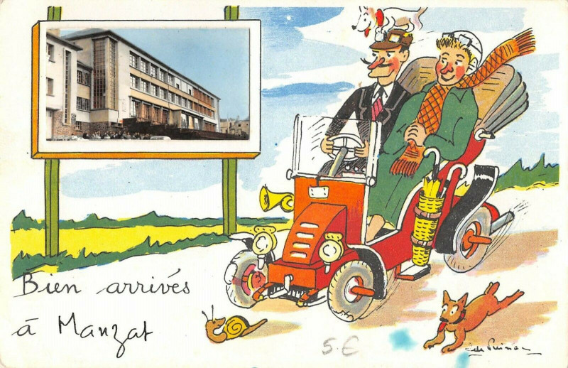 Carte postale ancienne Bien Arrives A Manzat à Manzat