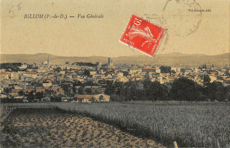 Carte postale ancienne Billom Vue Generale (cpa toilée à Billom