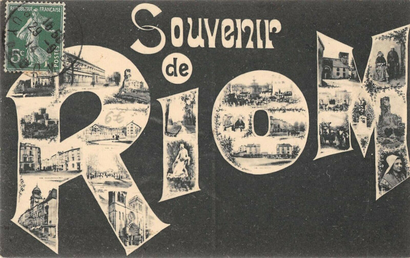 Carte postale ancienne Souvenir De Riom à Riom