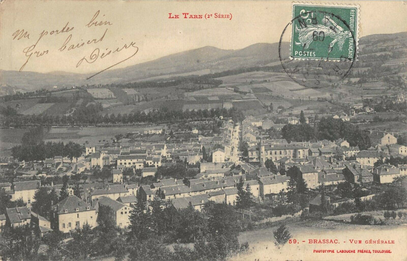 Carte postale ancienne Brassac Vue Generale à Brassac
