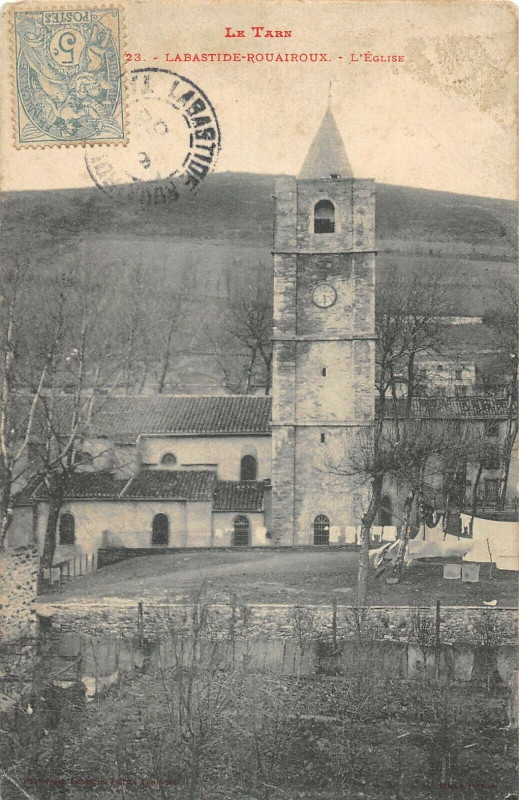 Carte postale ancienne Labastide Rouairoux Eglise à Rouairoux