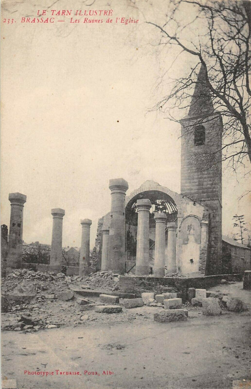 Carte postale ancienne Brassac Les Ruines De L'Eglise à Brassac