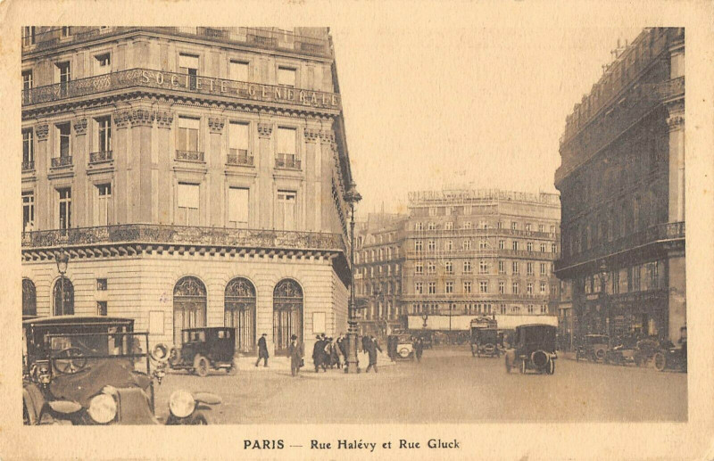 Carte postale ancienne Paris Rue Halevy Et Rue Gluck à Paris