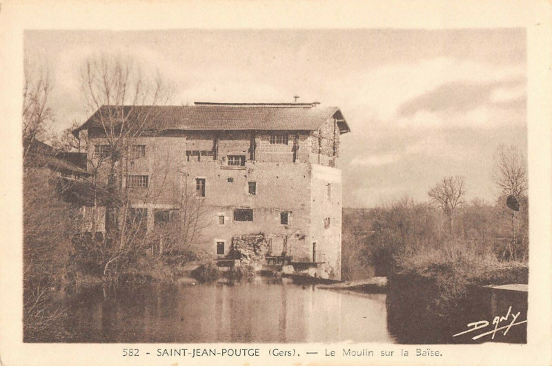 Carte postale ancienne Saint Jean Poutge Le Moulin Sur La Baise à Saint-Jean-Poutge