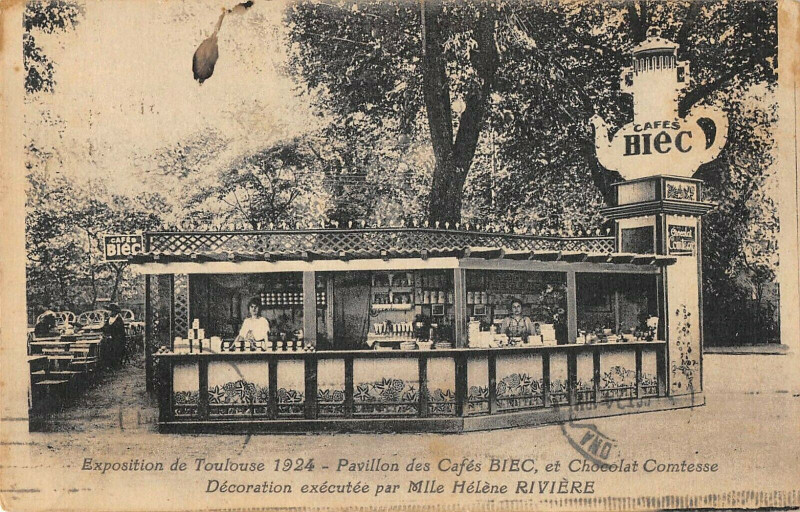 Carte postale ancienne Exposition De Toulouse Pavillon Des Cafes Biec à Toulouse