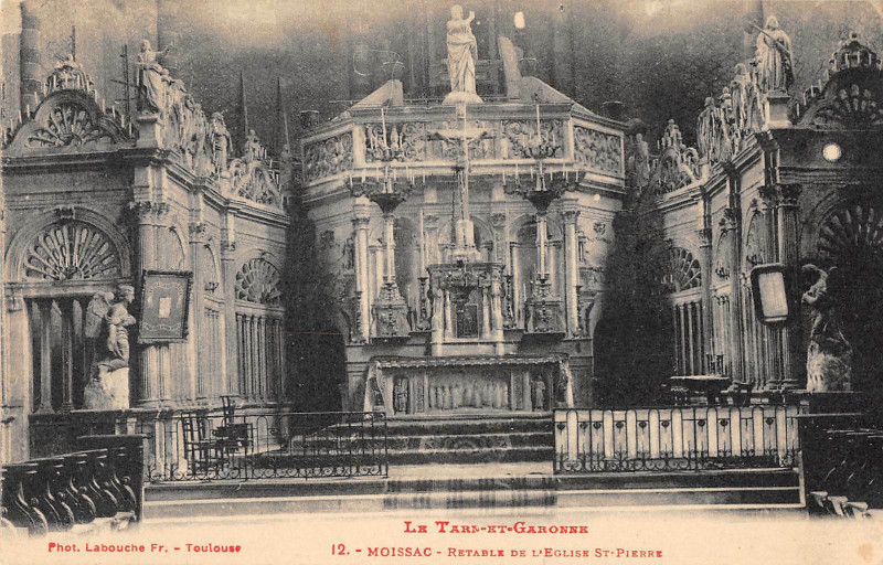 Carte postale ancienne Moissac Retable De L'Eglise St Pierre à Moissac