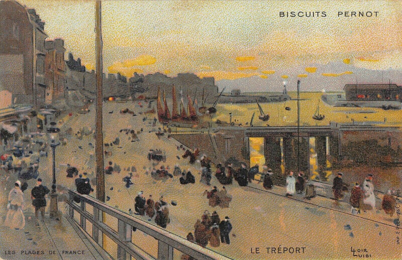 Carte postale ancienne Le Treport Cpa Illustrateur Publicitaire Biscuits Pernot à Eu