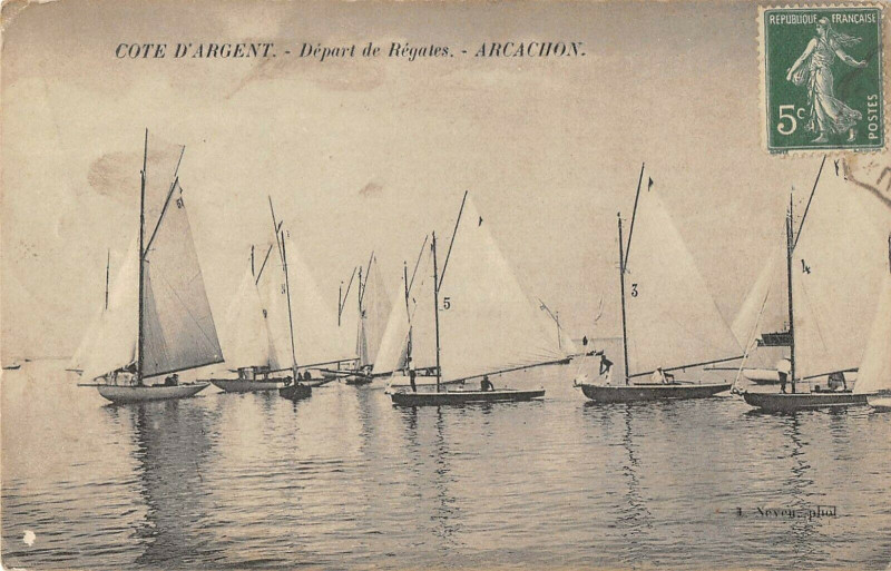 Carte postale ancienne Arcachon Depart Des Regates à Arcachon