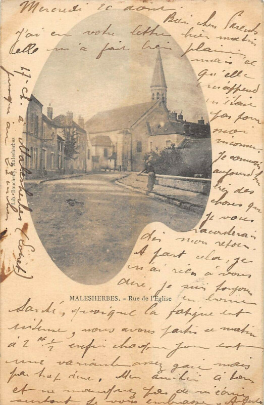 Carte postale ancienne Malesherbes Rue De L'Eglise
