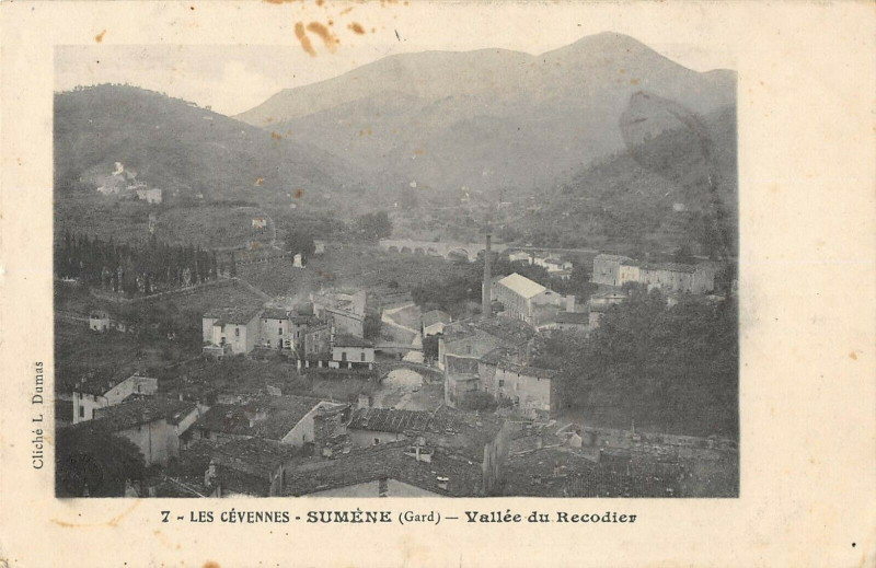 Carte postale ancienne Les Cevennes Sumene Vallee Du Recodier à Sumène