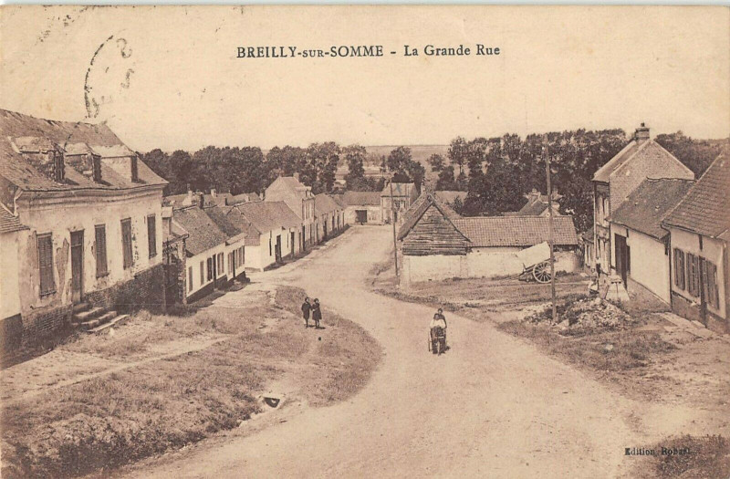 Carte postale ancienne Breilly Sur Somme La Grande Rue à Breilly