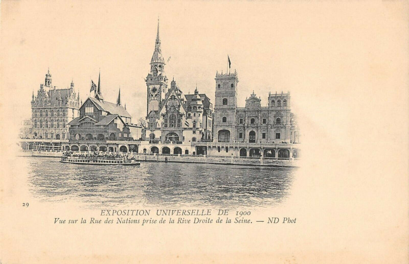 Carte postale ancienne Paris Exposition Universelle 1900 Vue Rue Des Nations Rive Droite à Paris