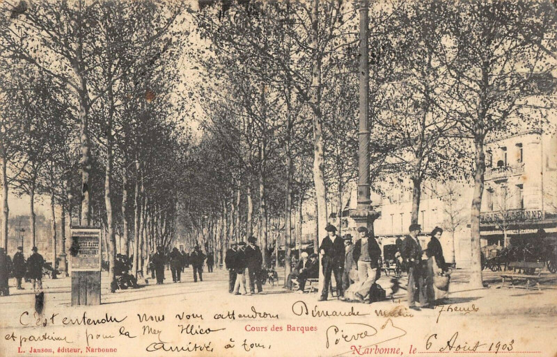Carte postale ancienne Narbonne Cours Des Barques à Narbonne
