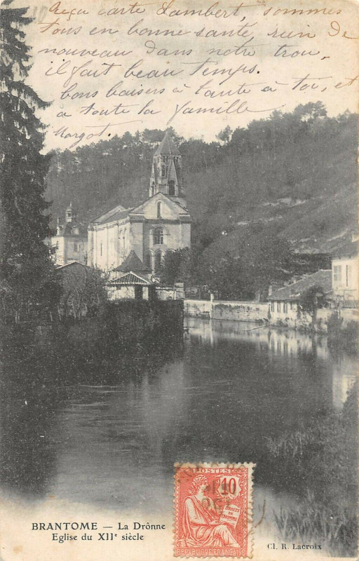 Carte postale ancienne Brantome Le Dronne (dos non divisé)