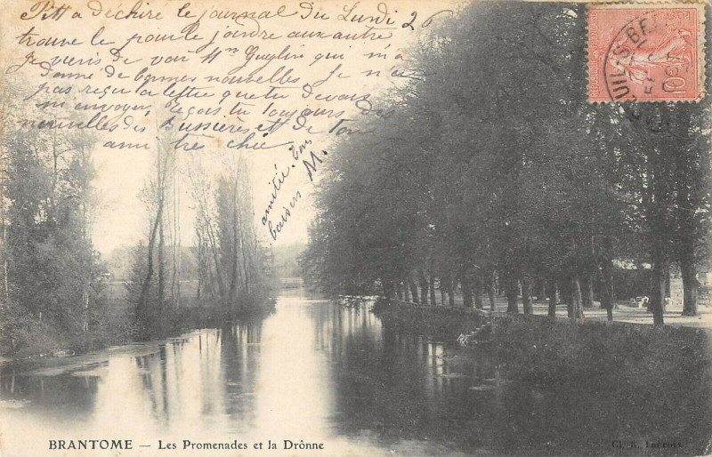 Carte postale ancienne Brantome Les Promenades Et La Dronne