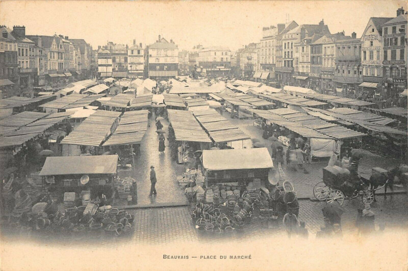 Carte postale ancienne Beauvais Place Du Marche à Beauvais