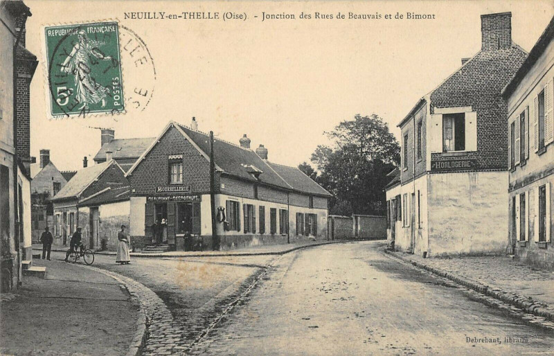 Carte postale ancienne Neuilly En Thelle Jonction Des Rues De Beauvais Et De Bimont à Beauvais