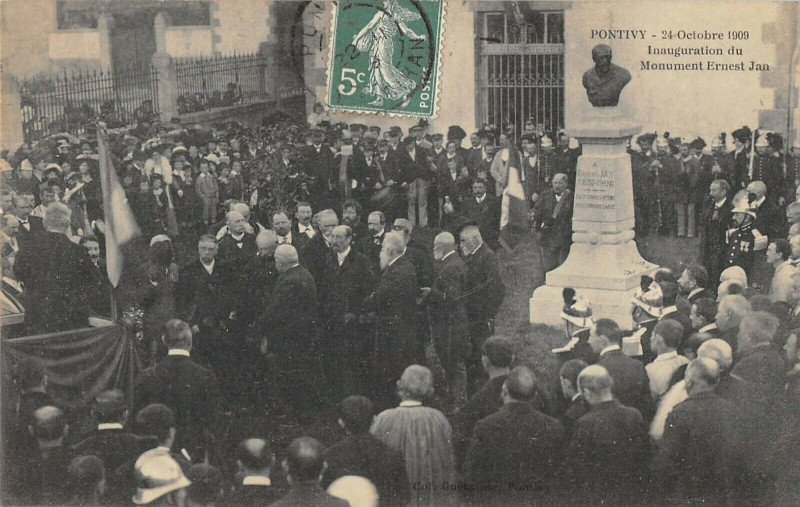 Carte postale ancienne Pontivy 24 Octobre 1909 Inauguration Du Monument Ernest Jan à Pontivy