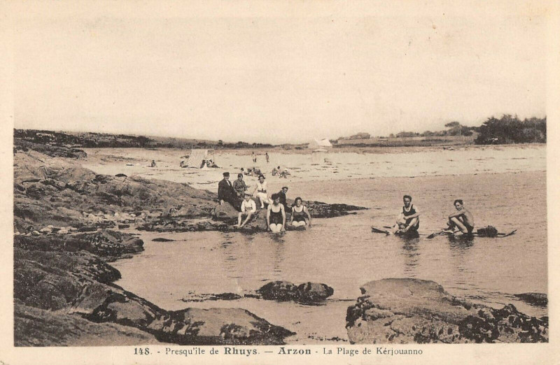 Carte postale ancienne Presqu'Ile De Rhuys Arzon La Plage De Kerjouanno à Arzon