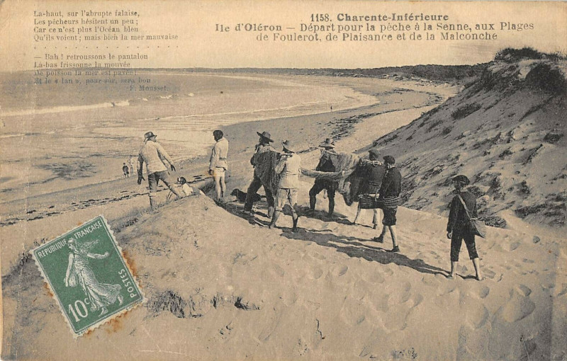 Carte postale ancienne Ile Oleron Depart Pour La Peche A La Senne Aux Plages Foulerot Plaisance
