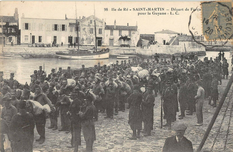 Carte postale ancienne Saint Martin Depart De Forcats Pour La Guyane