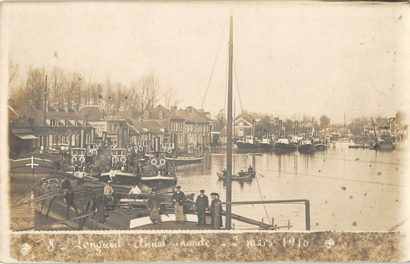 Carte postale ancienne Longueil Annel Inonde Carte Photo 2 Mars 1910 à Longueil-Annel