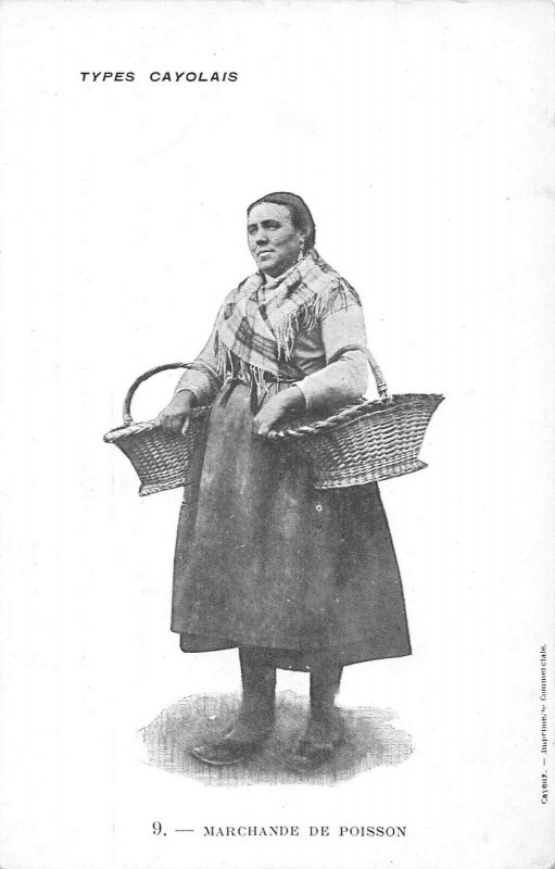 Carte postale ancienne Cayeux Types Cayolais Marchande De Poisson à Y