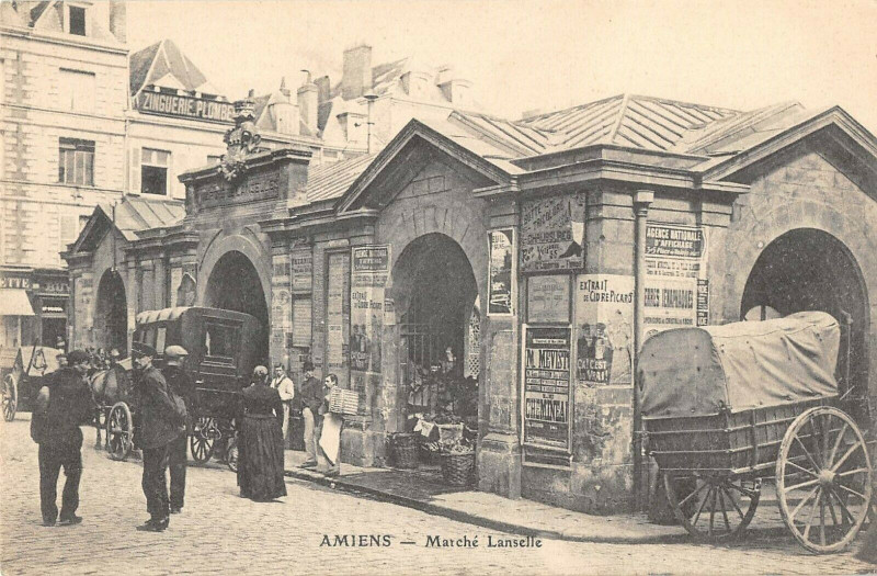 Carte postale ancienne Amiens Marche Lanselle à Amiens
