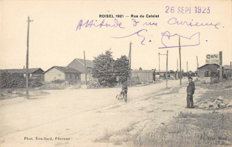 Carte postale ancienne Roisel Rue Du Catelet à Roisel