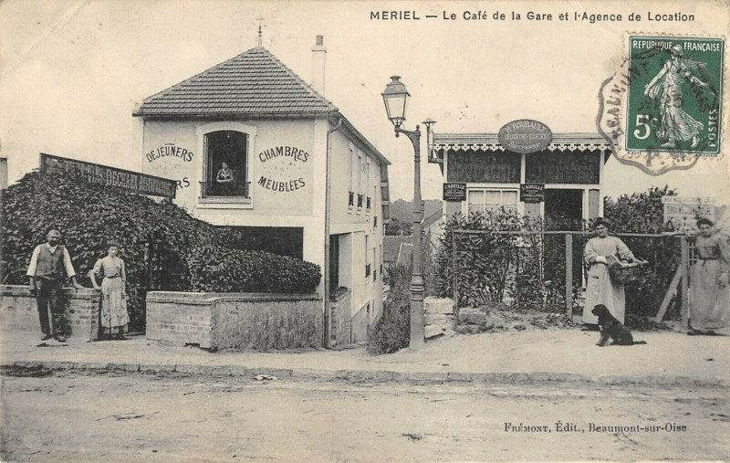 Carte postale ancienne Meriel Le Cafe De La Gare Et Agence De Location à Mériel
