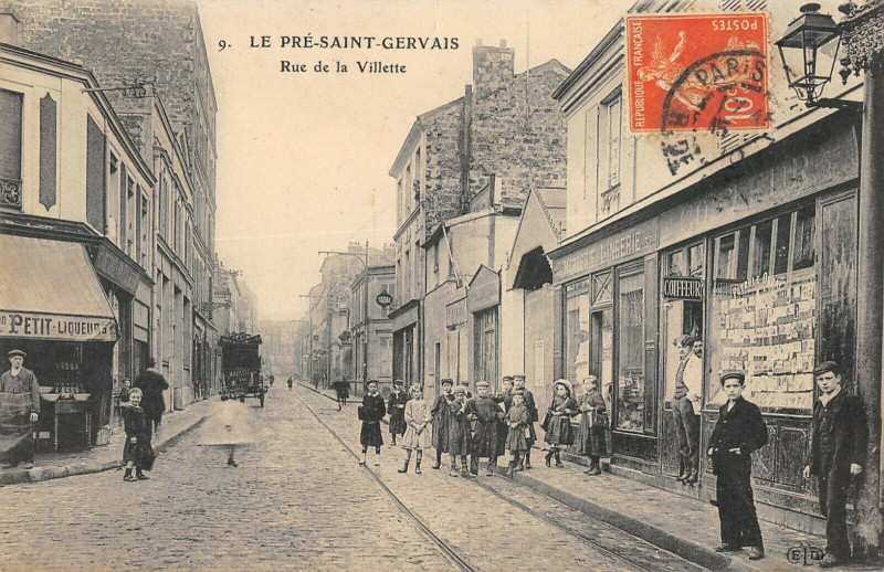 Carte postale ancienne Le Pre Saint Gervais La Rue De La Villette (cliché pas courant