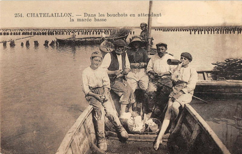 Carte postale ancienne Chatelaillon Dans Les Bouchots En Attendant La Maree Basse